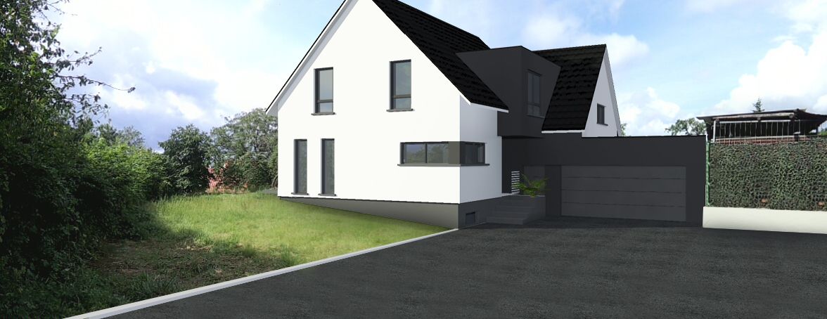 Vue 3D de la maison, insre sur le terrain