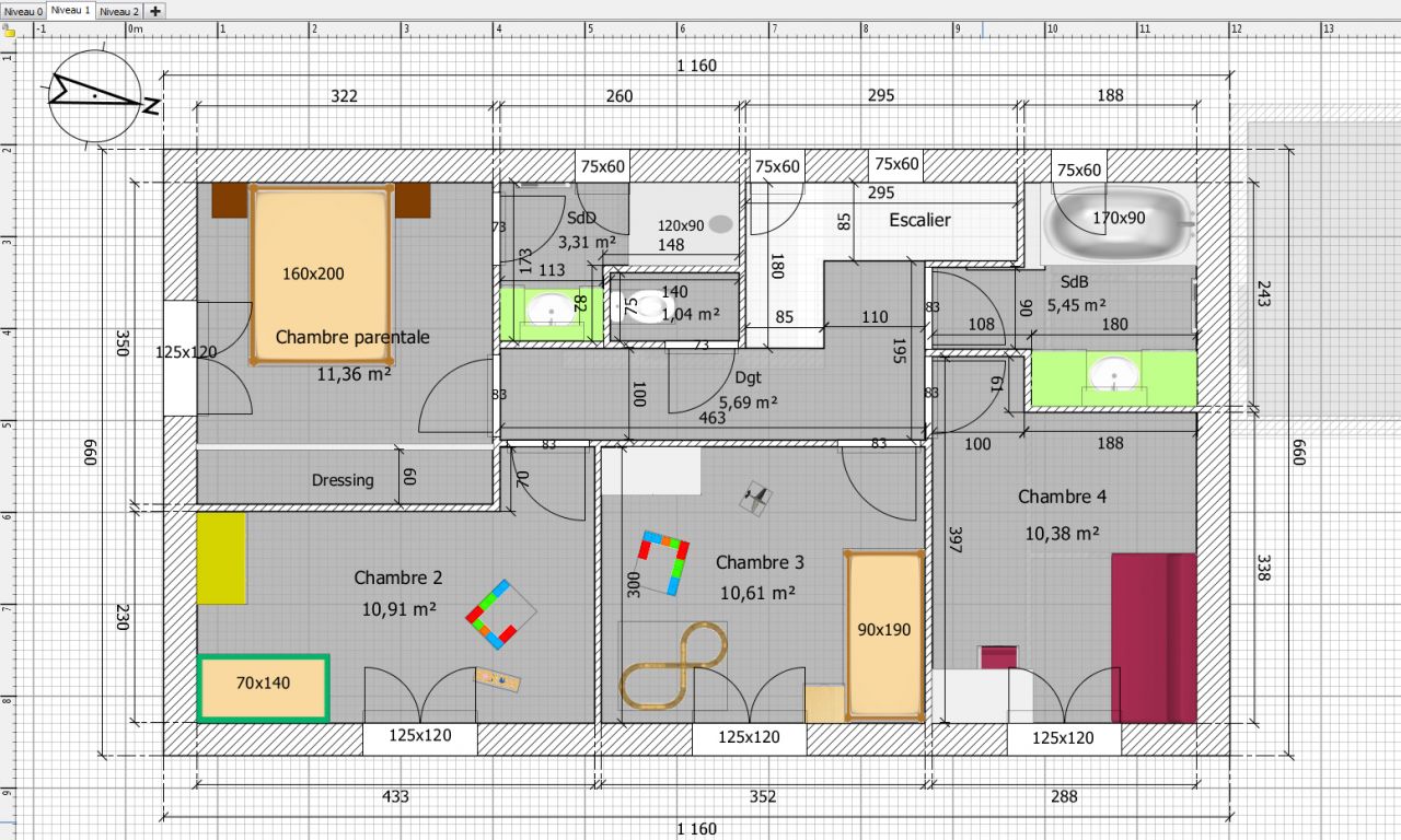 4 chambre / 2 salle de bains