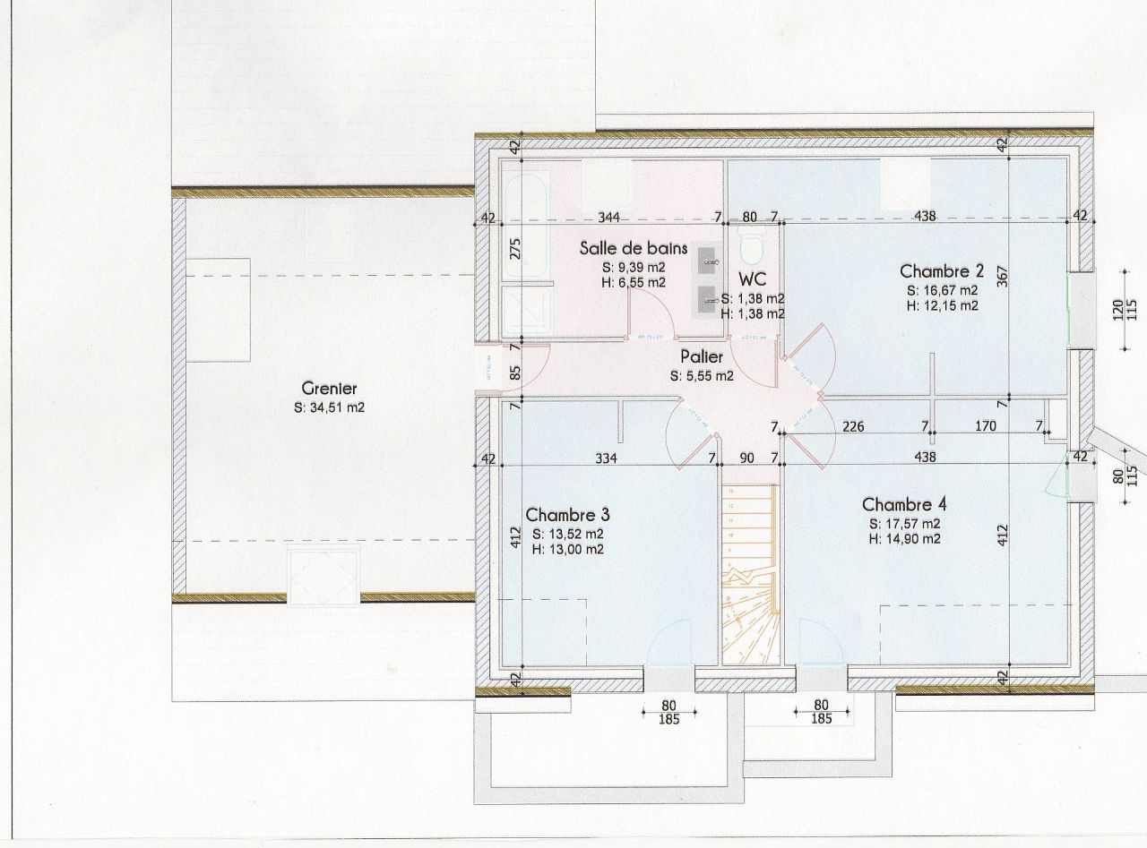 plan de l'tage (le grenier sera fait mais pas avant un quelques annes)