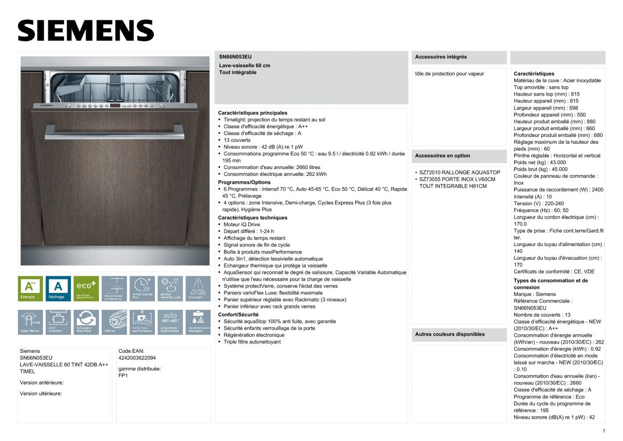 Lave vaisselle SN66N053EU