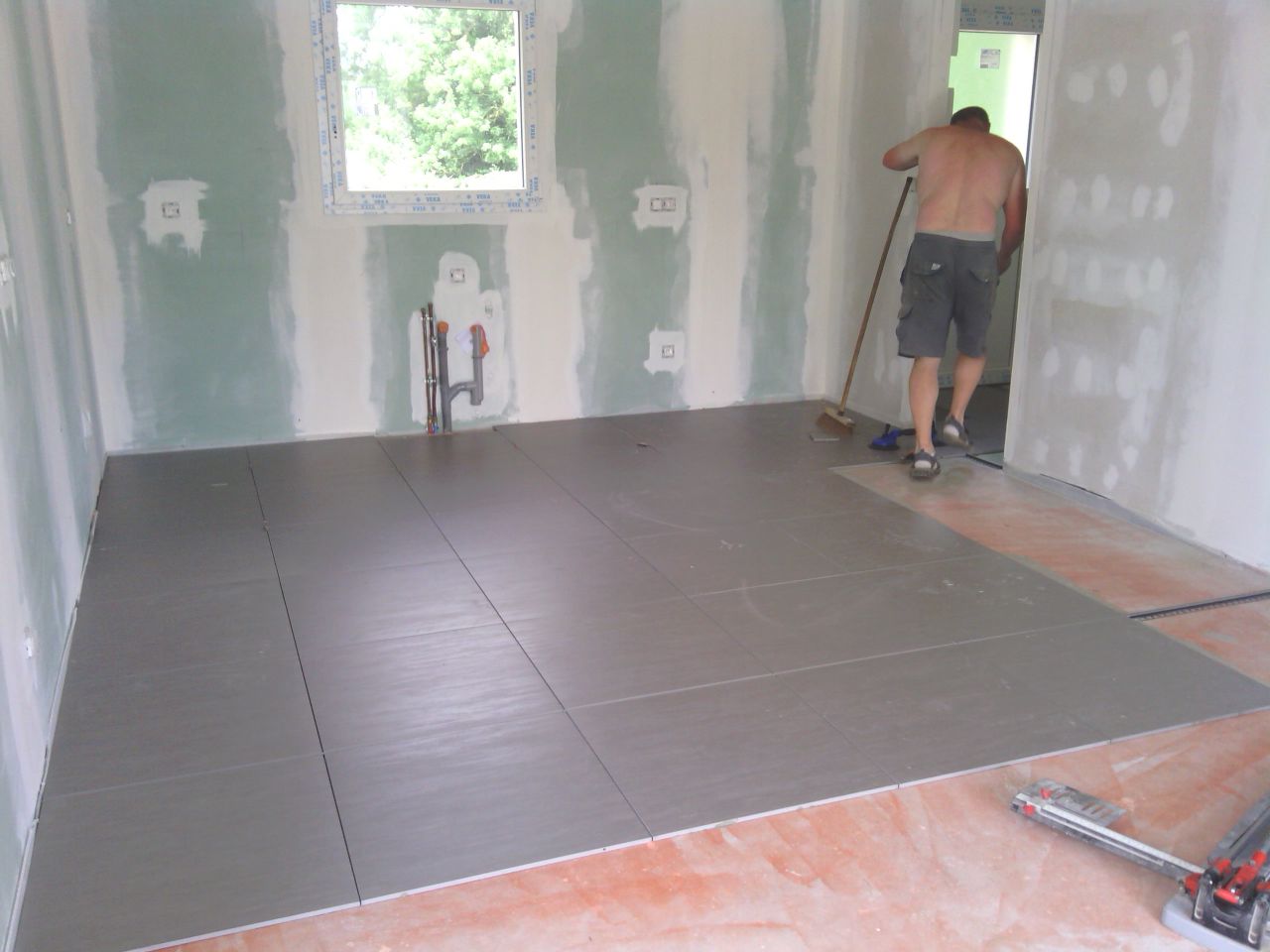 POse du carrelage en cours