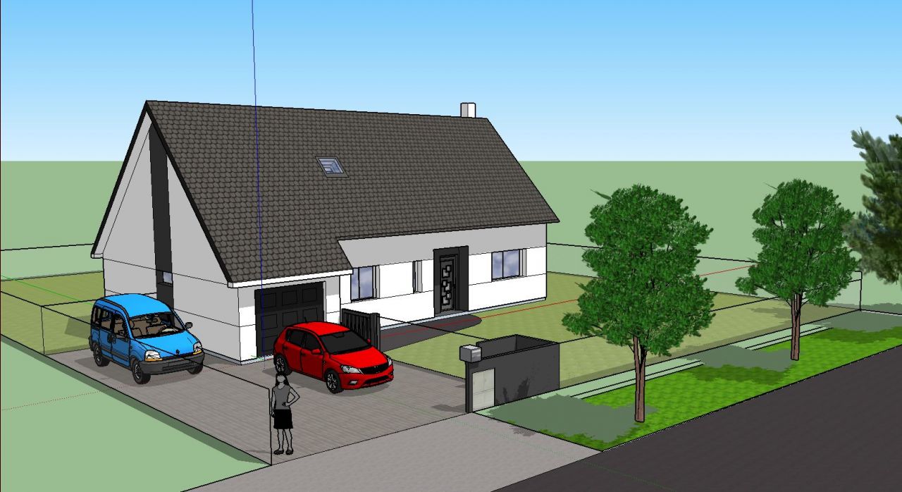 Une vue de la maison fait avec Sketchup
<br />
(l'amnagement intrieur en 3D devrait suivre ...)