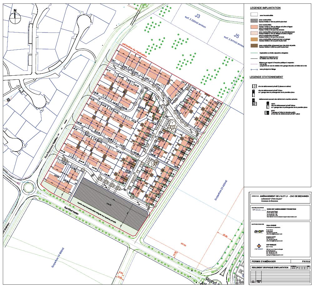 Lotissement les zones constructibles selon les lots