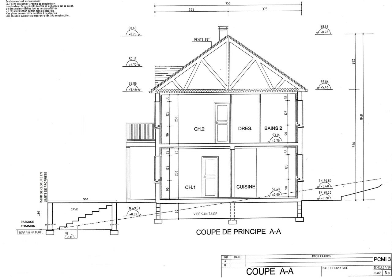 Plan coupe AA