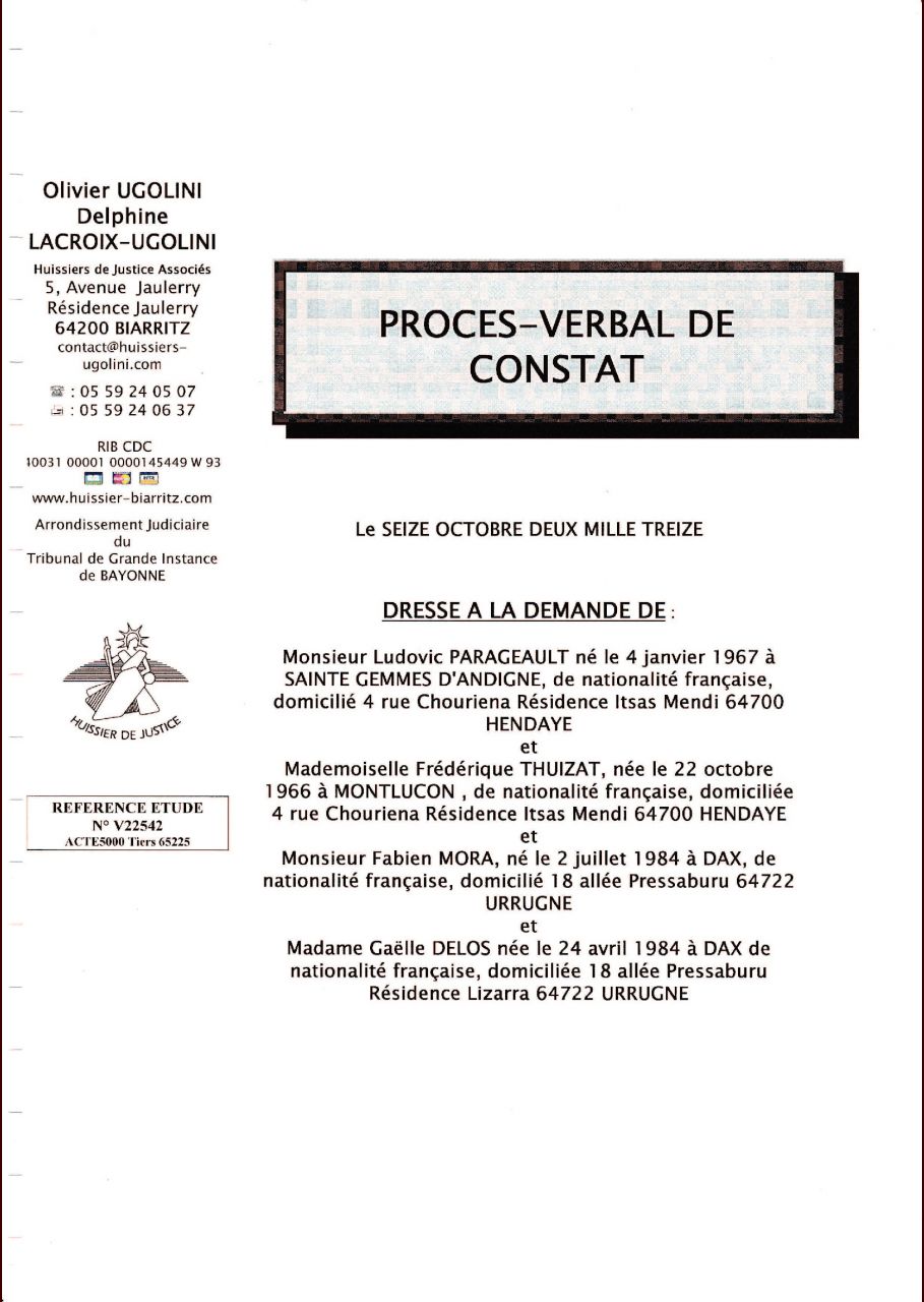 1er constat, 1ère partie