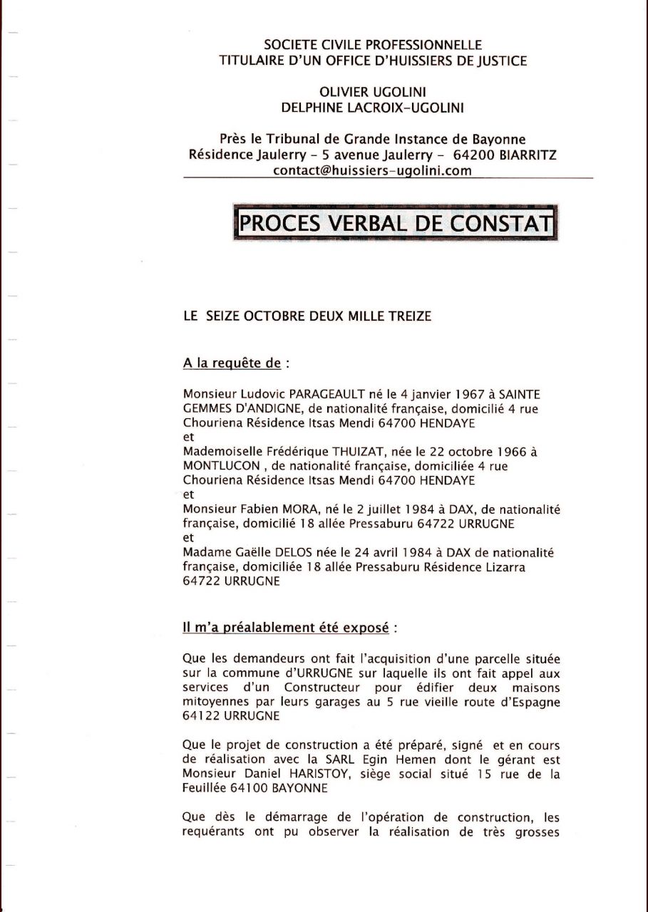 1er constat, 1ère partie