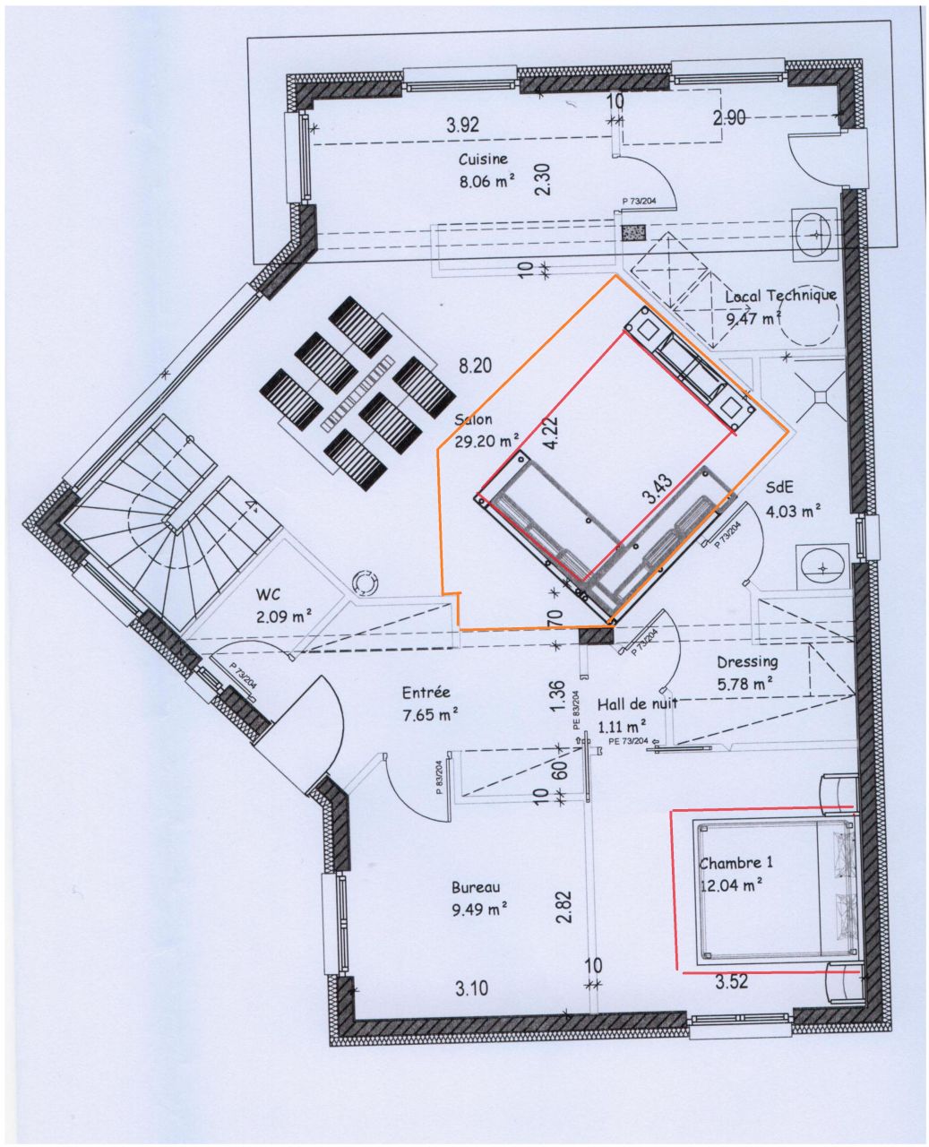 Plan RDC , modif plafond !