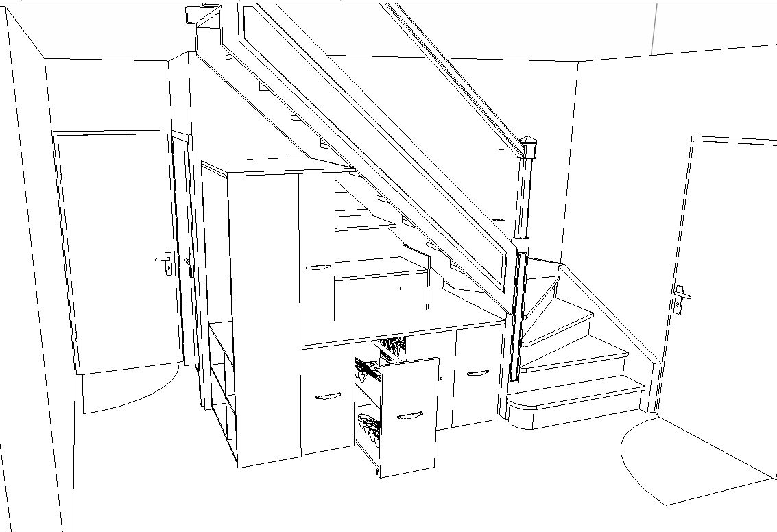 Esquisse à améliorer pour l?aménagement sous l'escalier