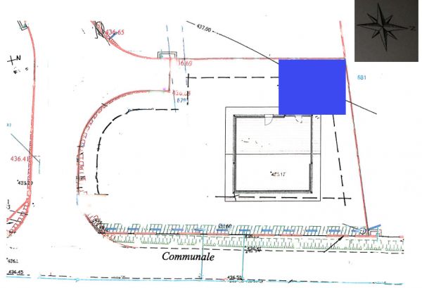 plan de masse avec futur garage prvu en bleu