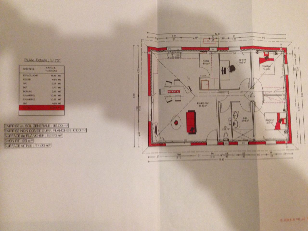 Plan de la maison, disposition et superficies