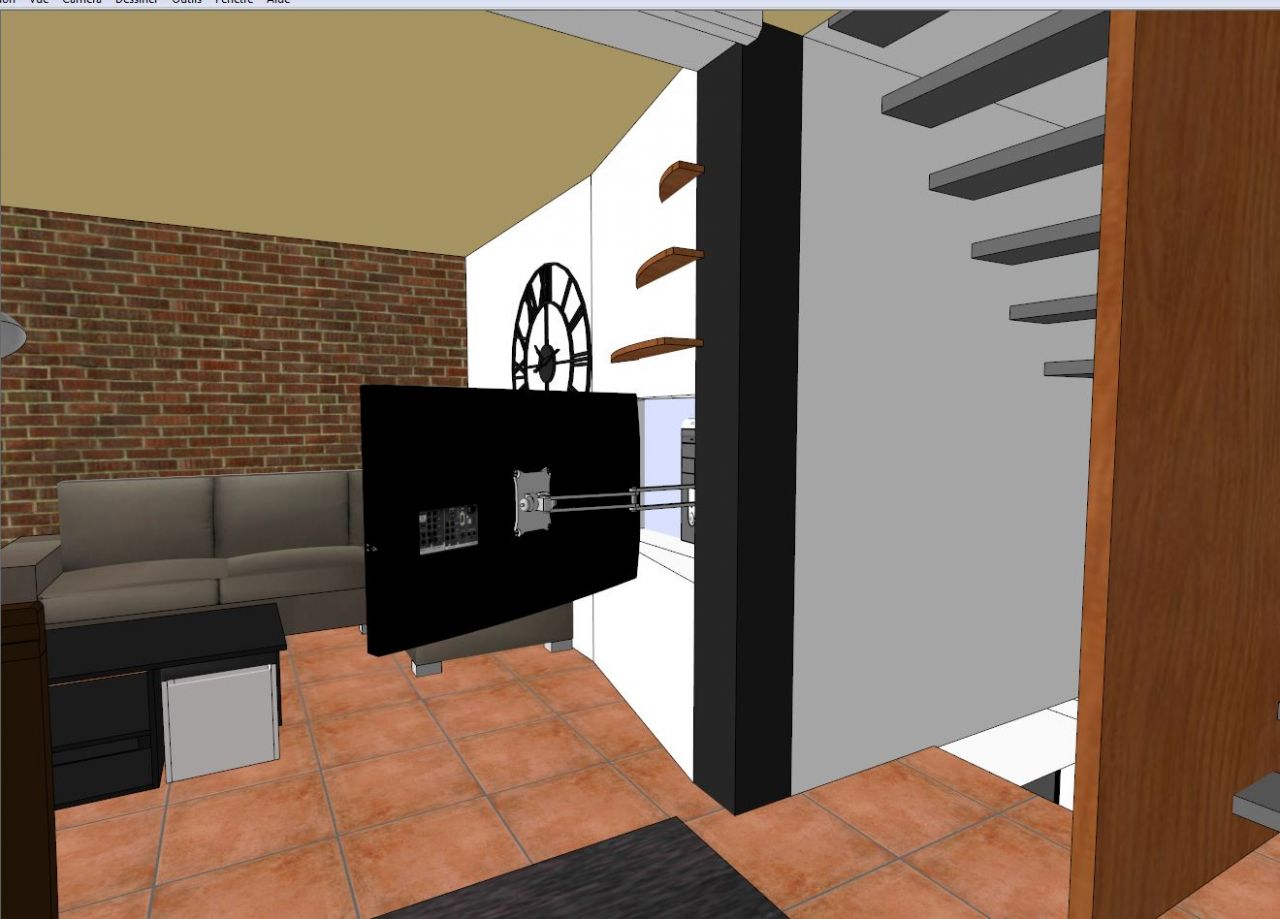test sketchup - intégration niche et télé dans le salon