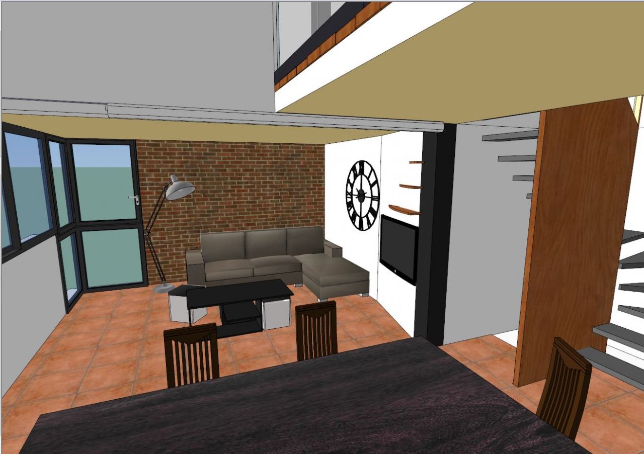 test sketchup - intégration niche et télé dans le salon