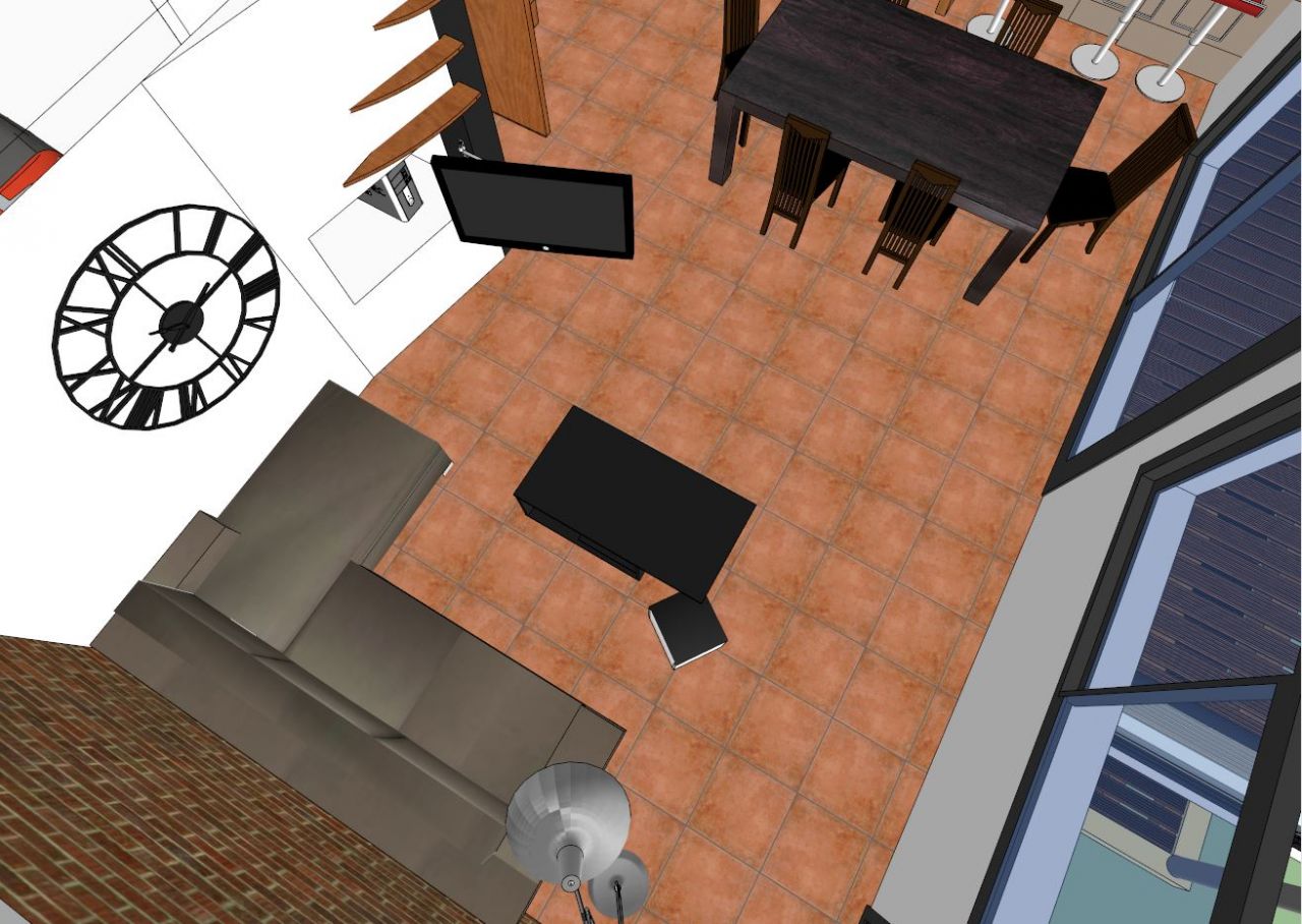test sketchup - intégration niche et télé dans le salon