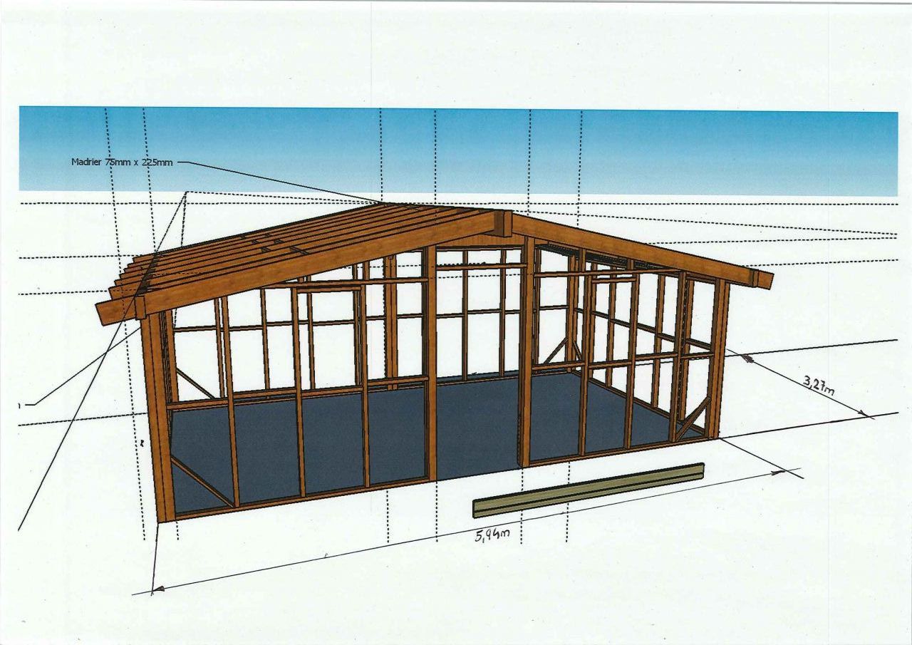 Plan Osature Bois : vue 3D face avant