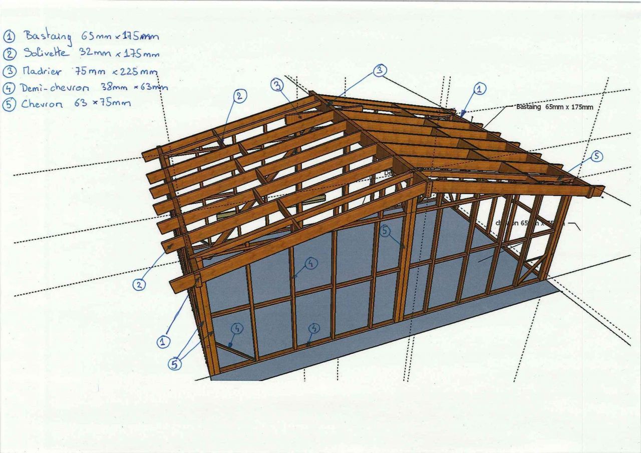 Plan Osature Bois : vue 3D face arriere