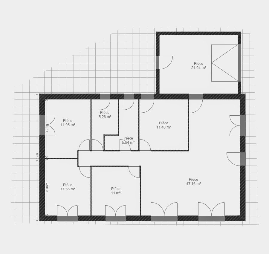 Plans clos de la maison de plein pied. Porte Fenetres Plein Sud