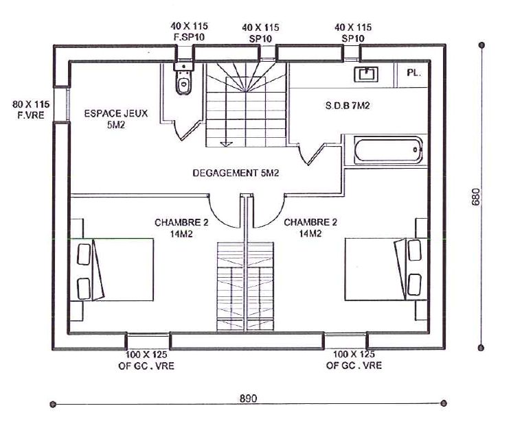 Plan intrieur de l'tage