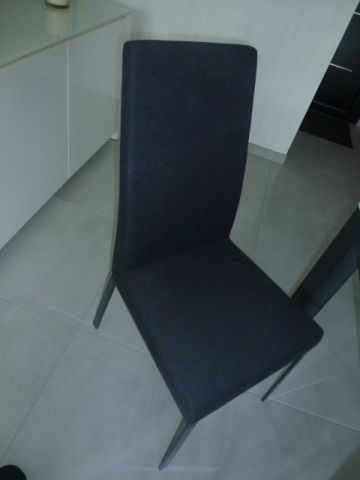 chaise tissu gris fonc calligaris pied nickel noir