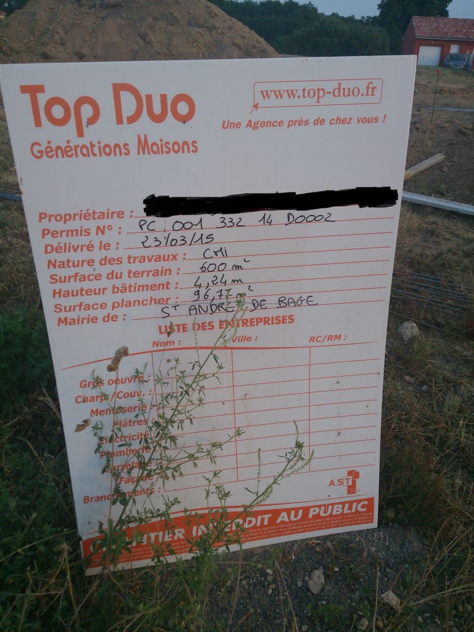 10 Juin 2015 - Dbut des travaux