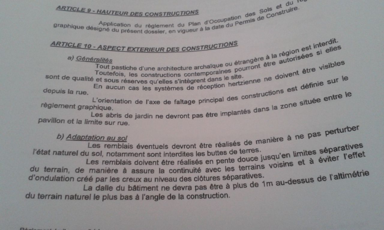 Extrait du permis d'amenager du lotissement : il est pour notre terrain et celui du voisin aussi !!!