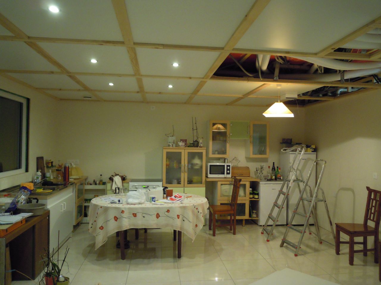 Installation du plafond et de l'clairage