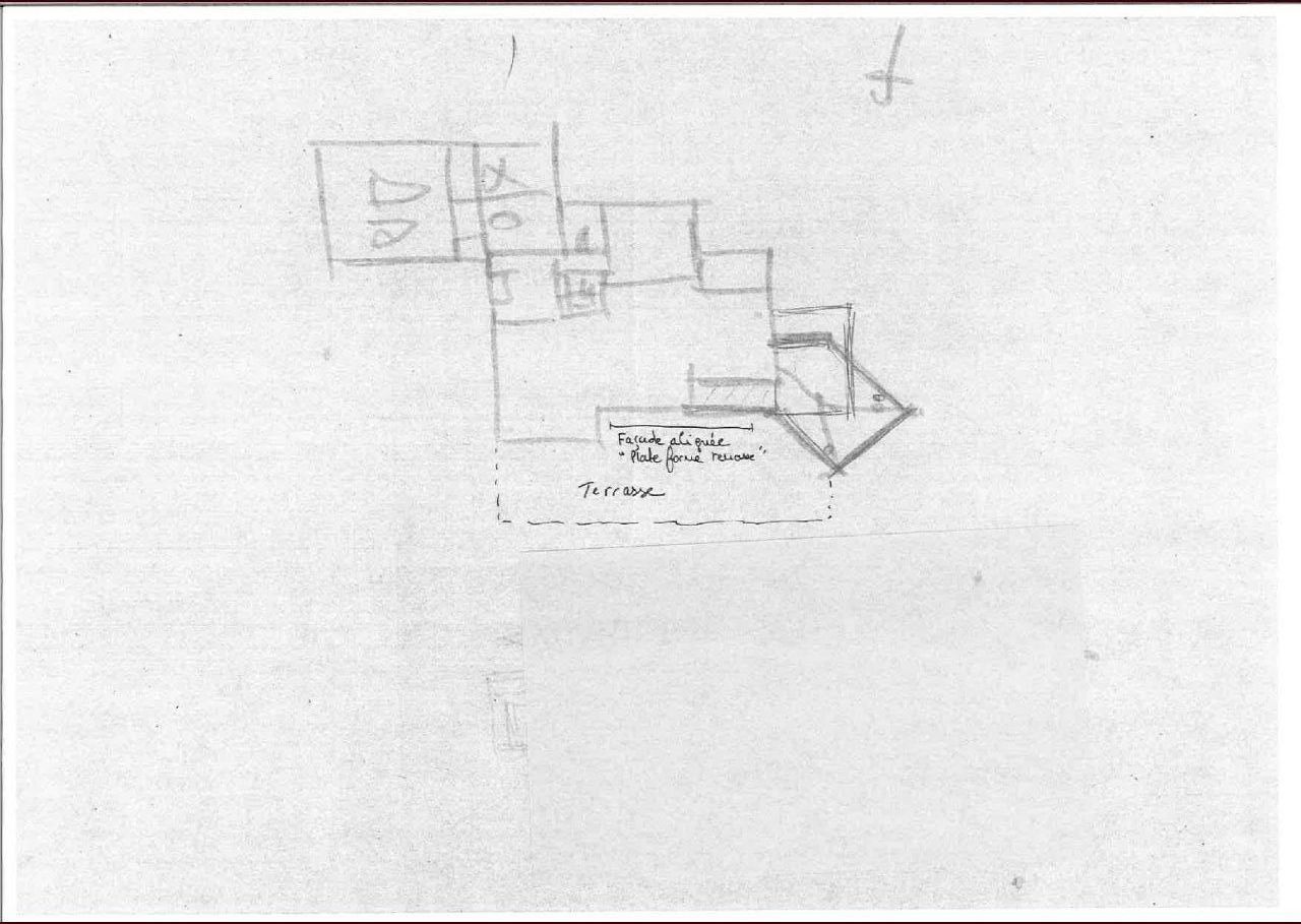 Esquisse 3 avec terrasse couverte côté cuisine à 45°