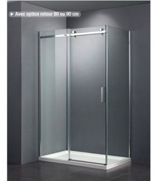 portes coulissantes sur un receveur de douche en 80 x 120, pour occuper la largeur de la petite salle d'eau