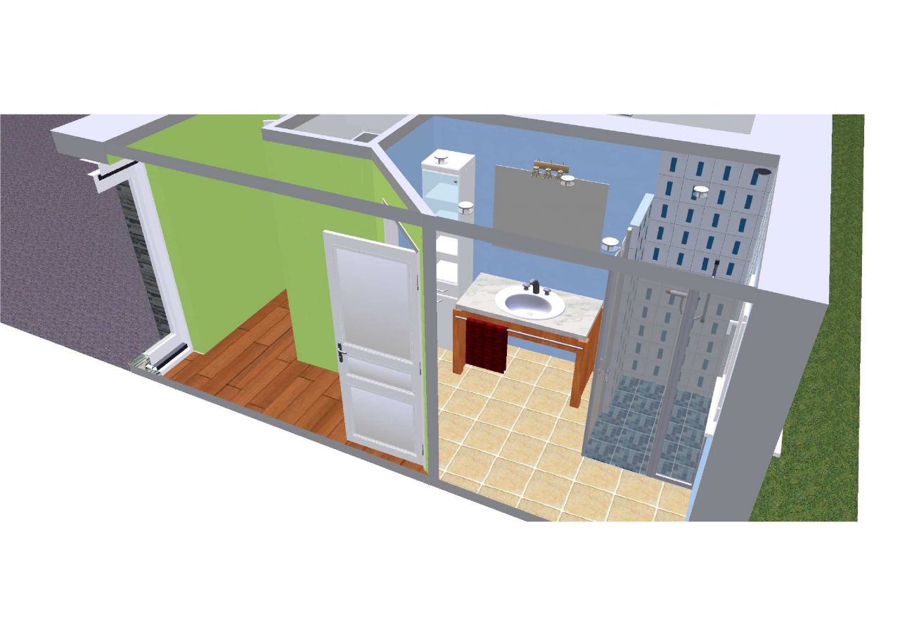 3D De la salle de bain.
<br />
Dernire version du plan, description dans l'article