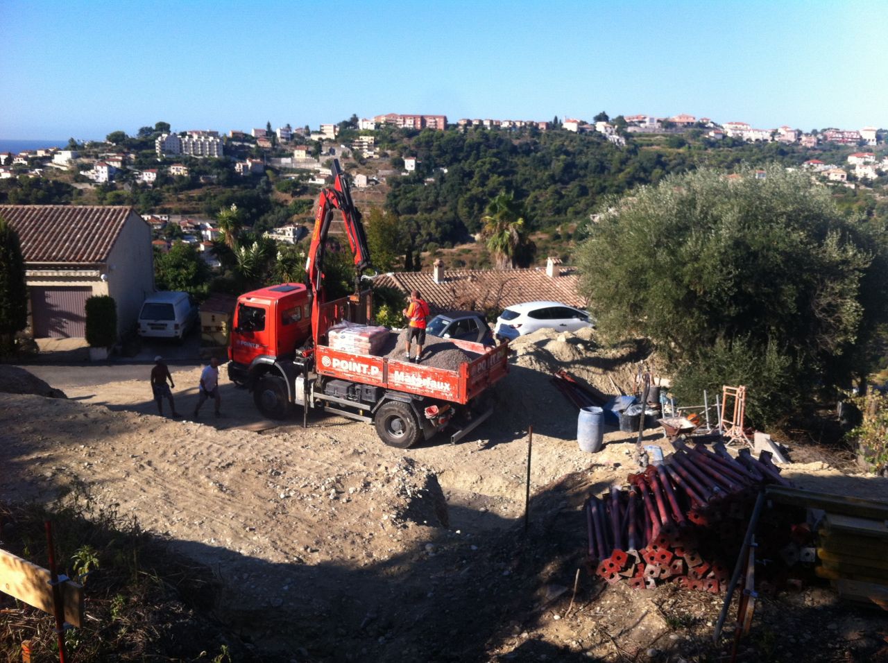 Dbut de chantier avec l'quipe de Renaud