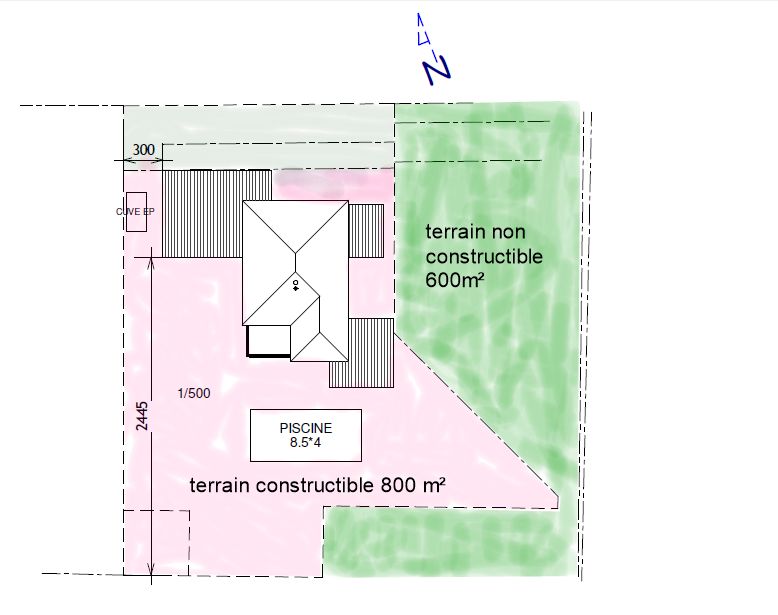 implantation de la maison sur le terrain