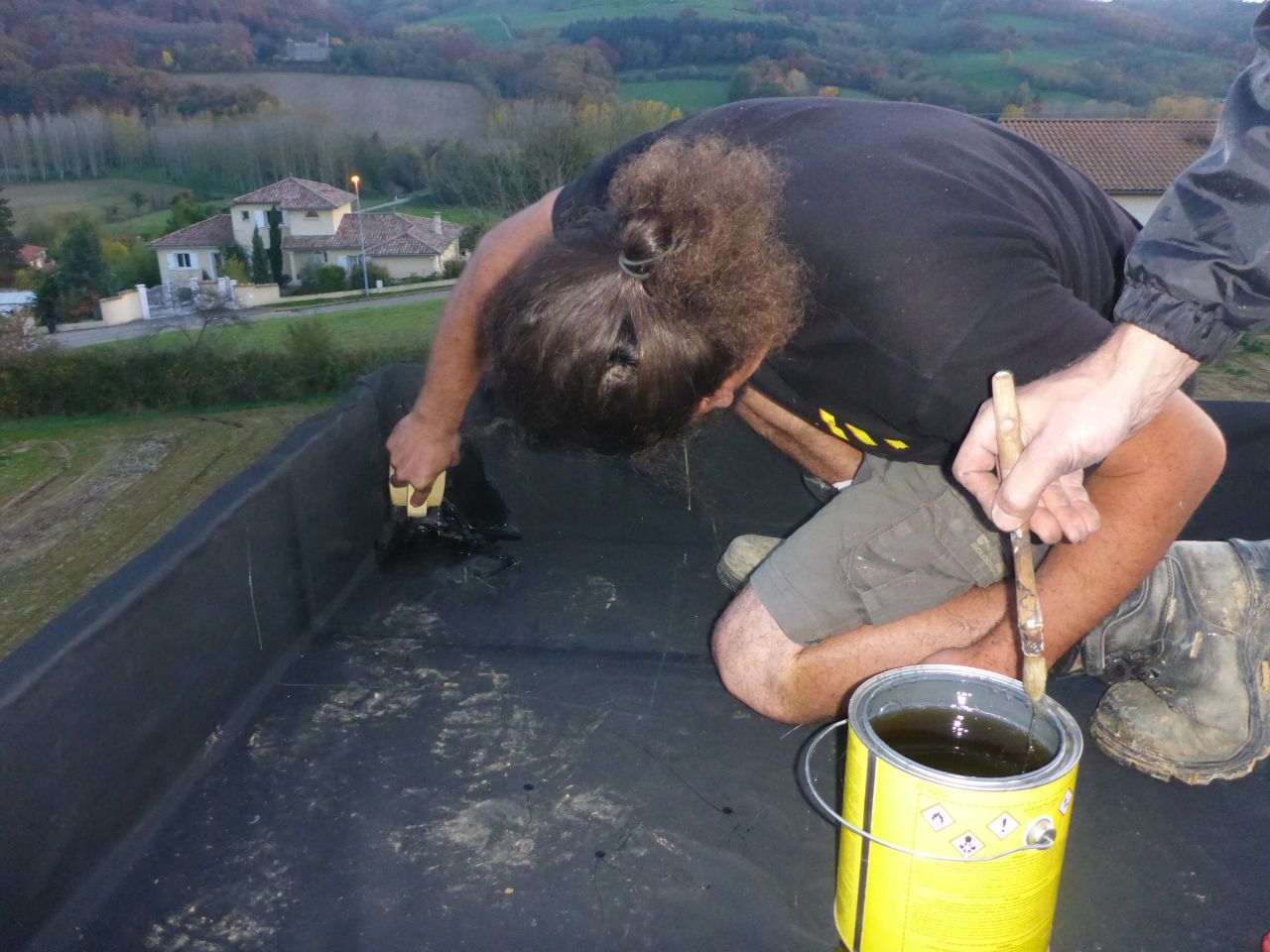 Encollage d'un angle sortant / membrane EPDM