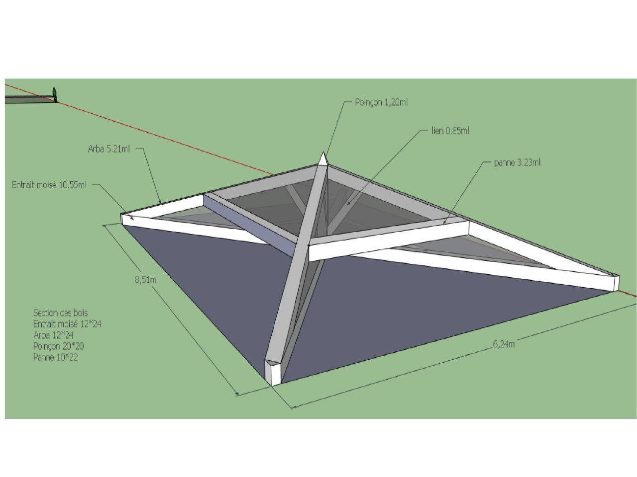 charpente 4 pentes plan