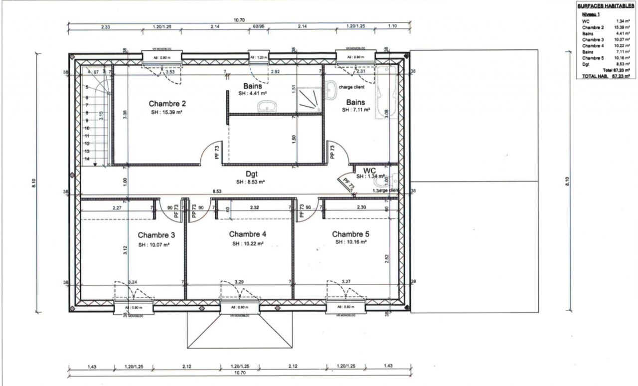plan de maison 4 chambres avec étage