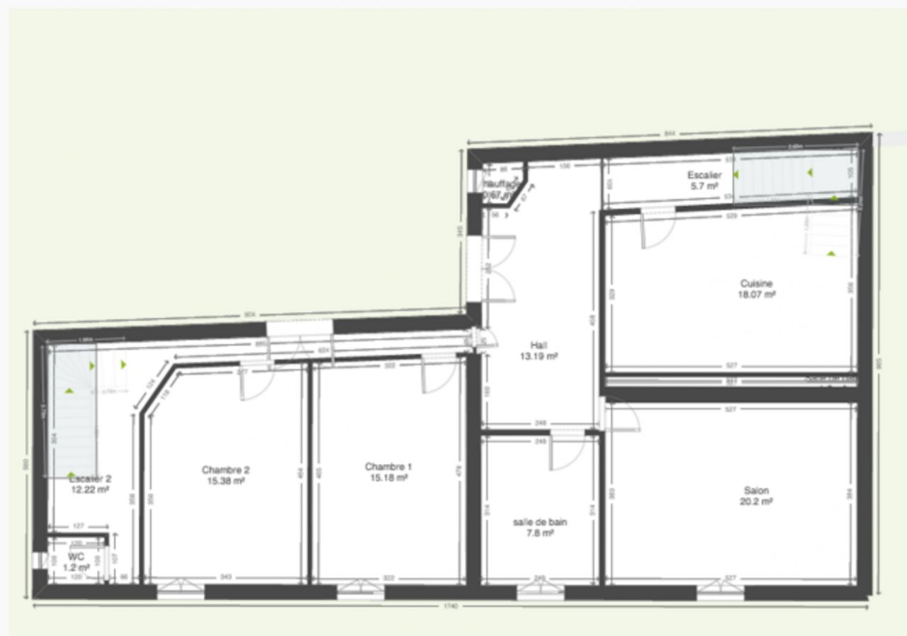 Plan initial approximatif de l'tage.