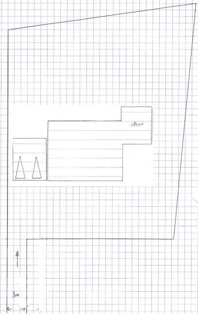 Vue complte du terrain en implantation du carport  gauche