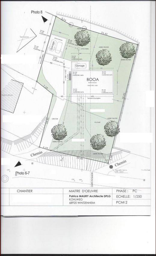 implantation du projet (maison   garage) sur le terrain