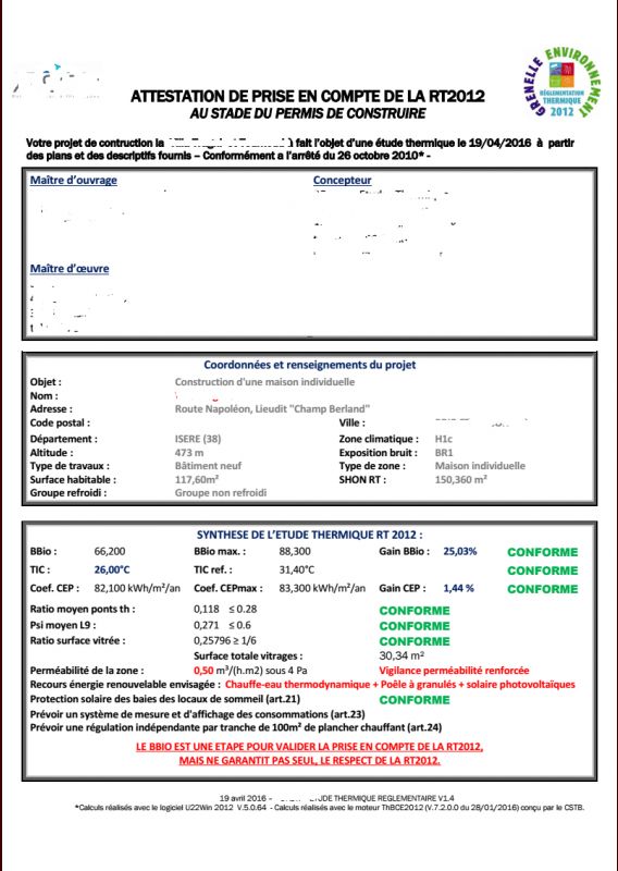 voici l'tude thermique qui n'est pas excellente !
<br />
le BET nous prconise d'installer 5m2 de <a href=