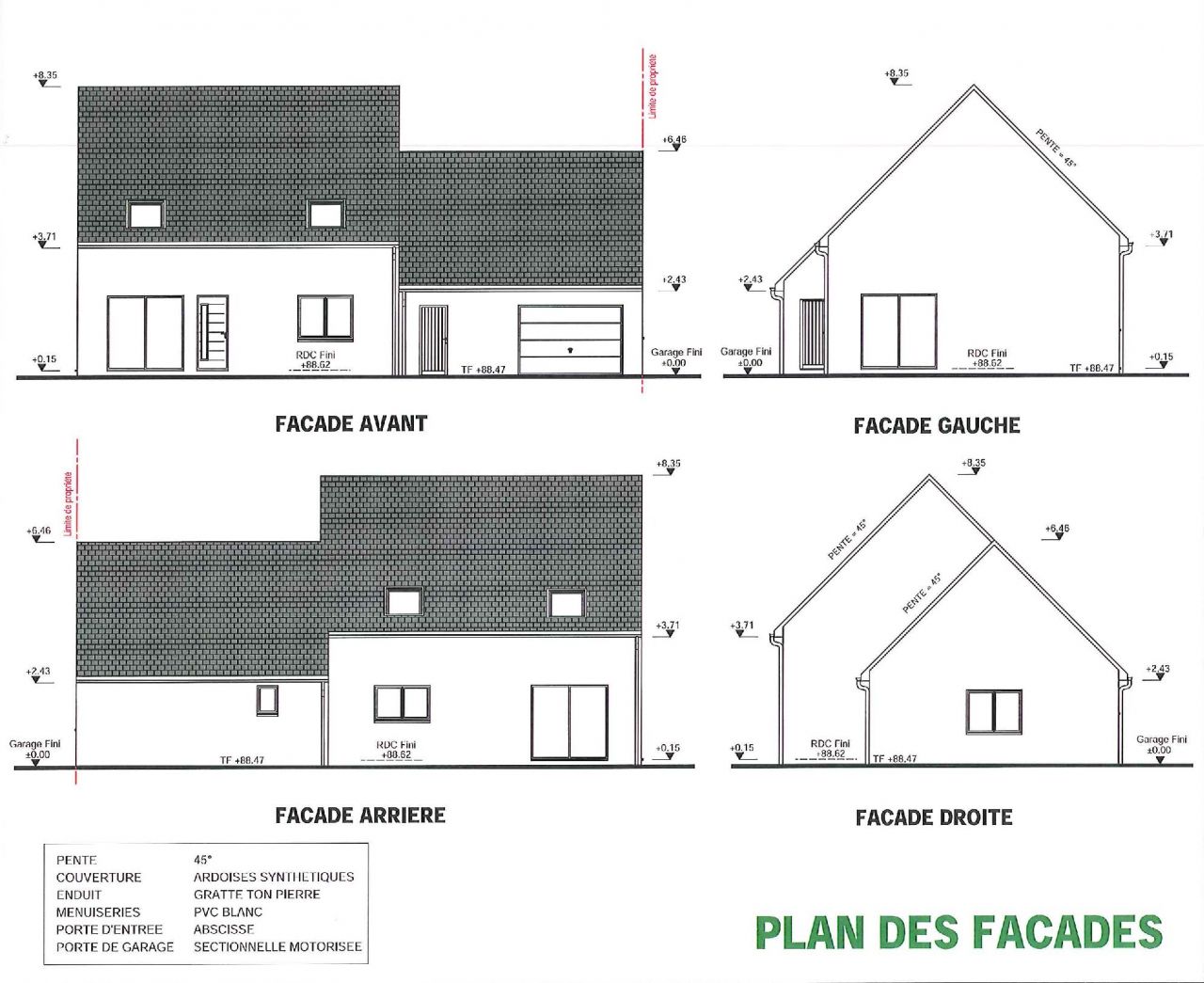 plan des faades