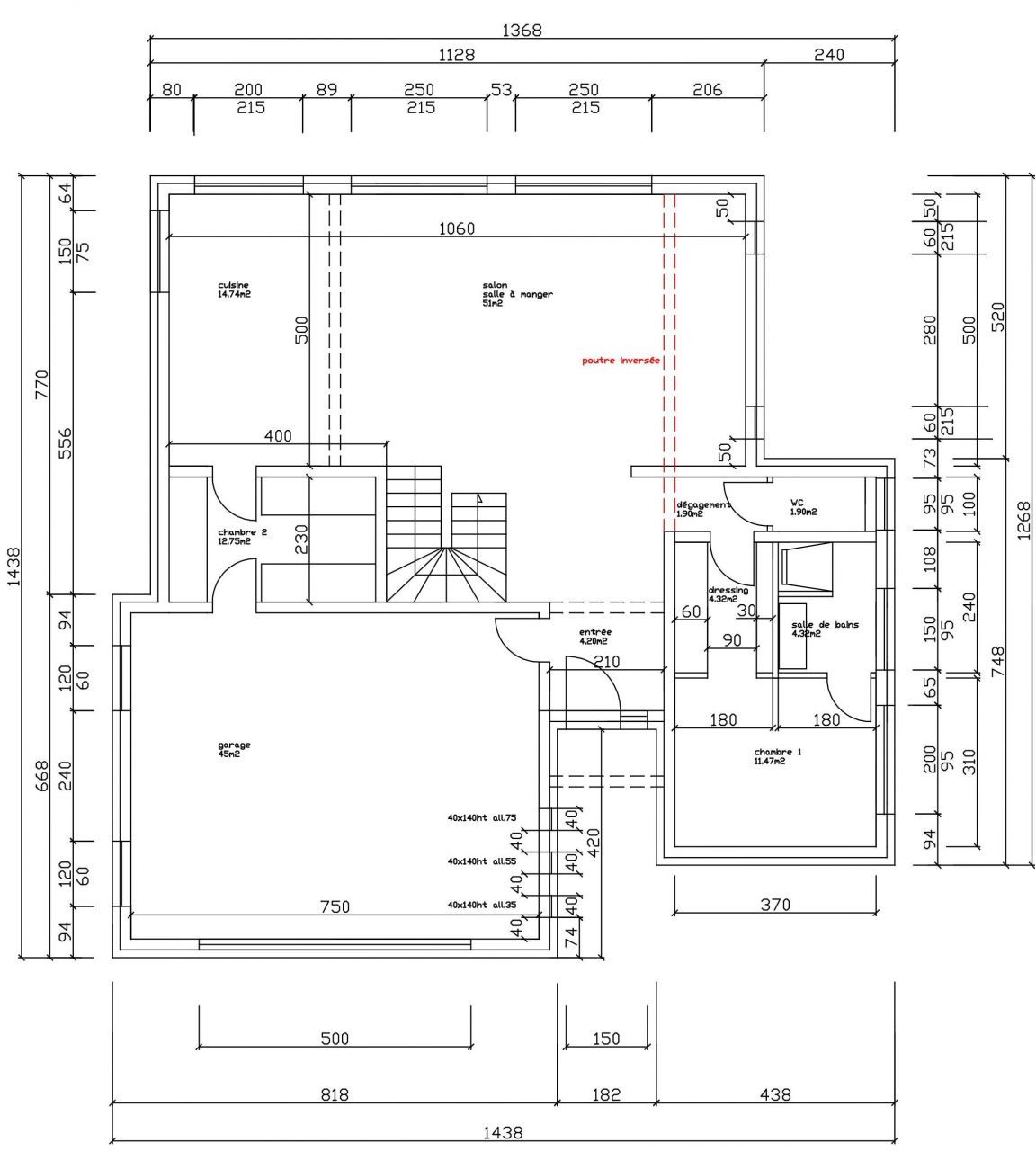 Plan intrieur, rez-de-chausse.