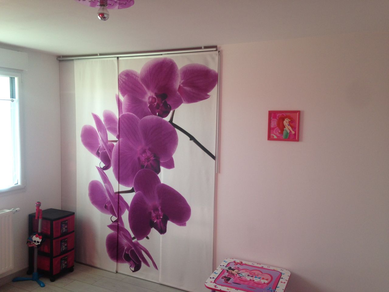 Panneau japonais Ika "EMELINA", motif Orchides