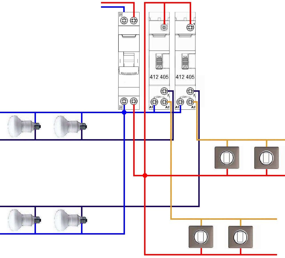 Montage deux télérupteurs unipolaires sur un même disjoncteur [Résolu