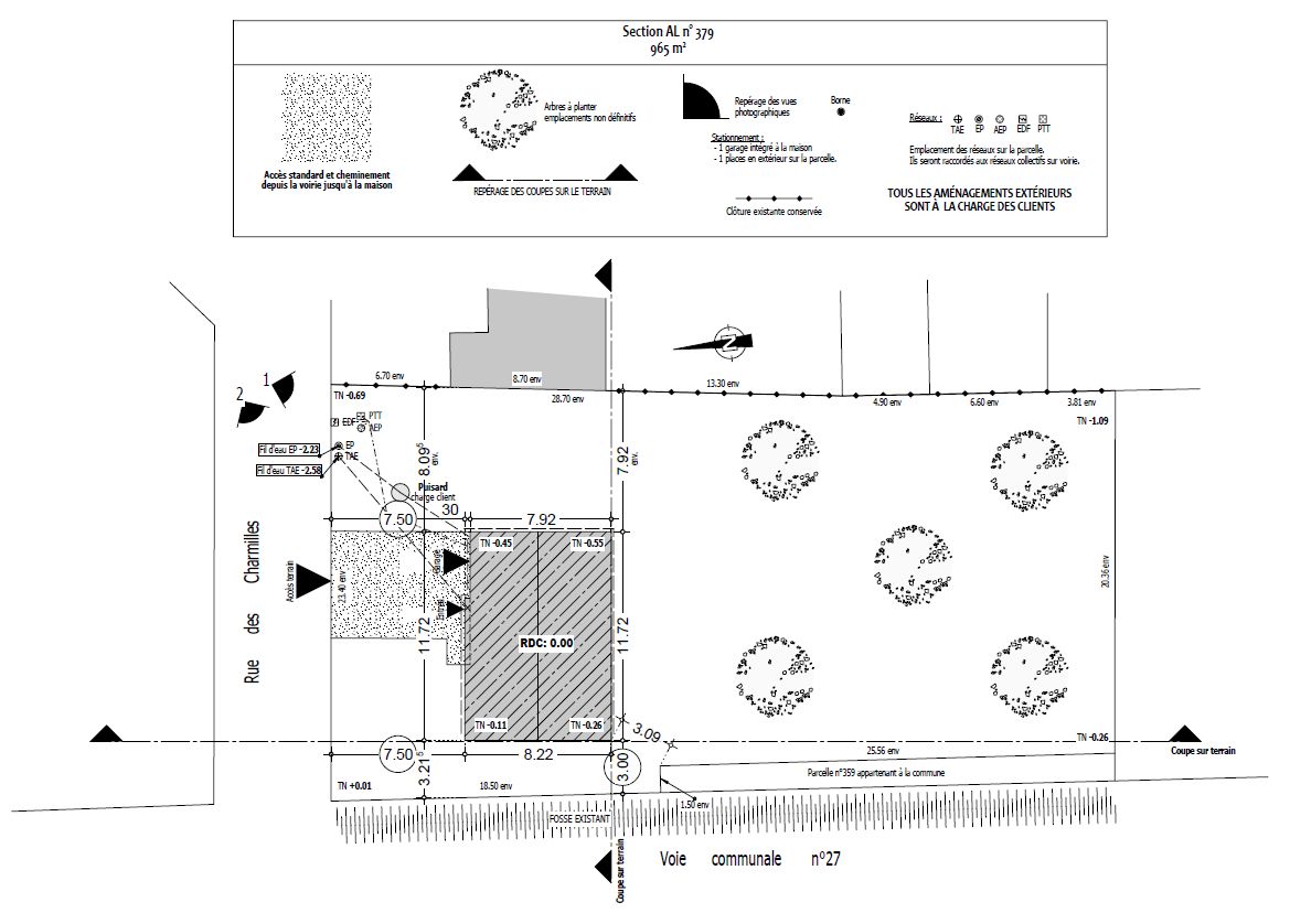 Plan de la maison sur le terrain