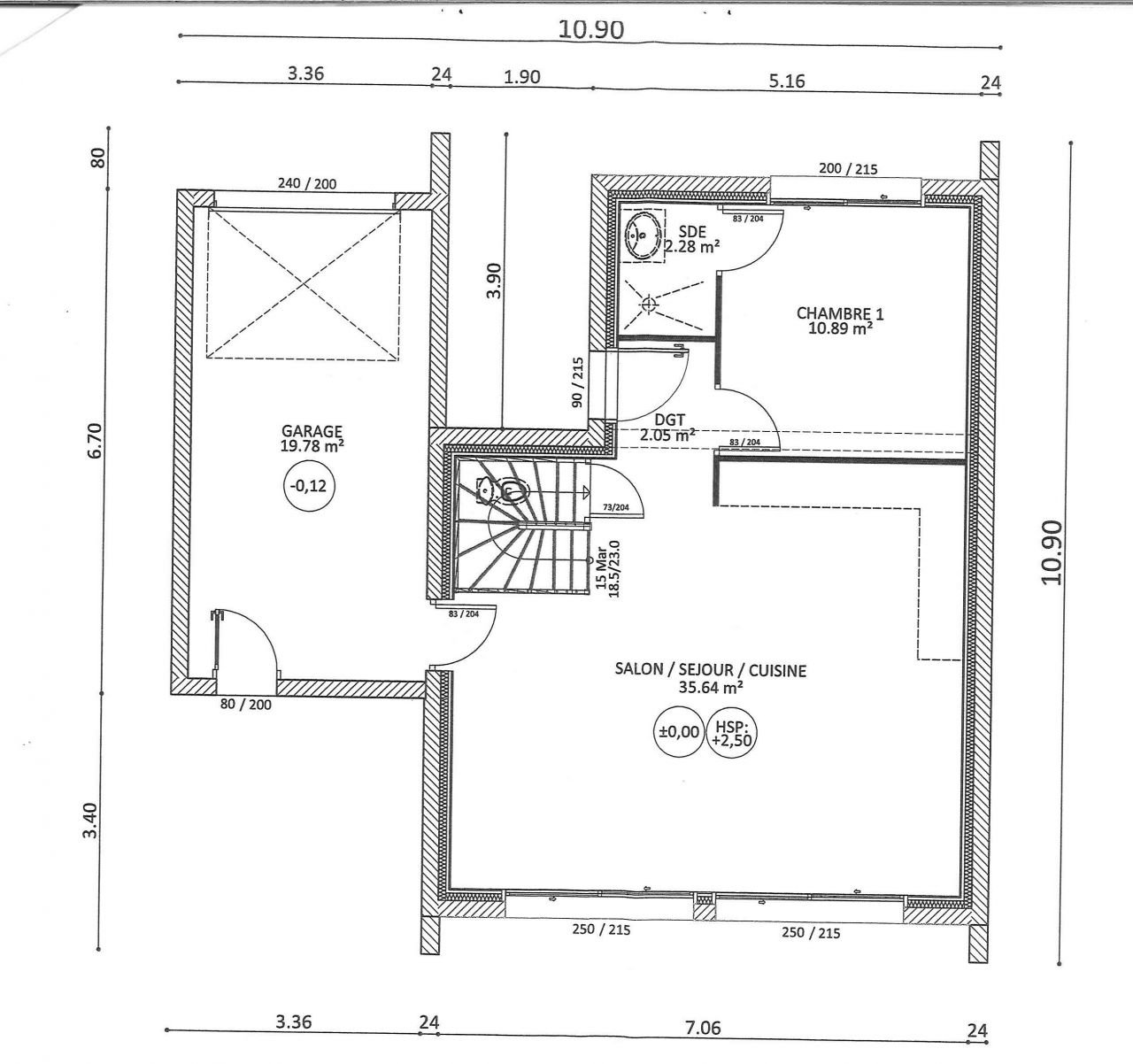 plan propos par le constructeur pour le RDC