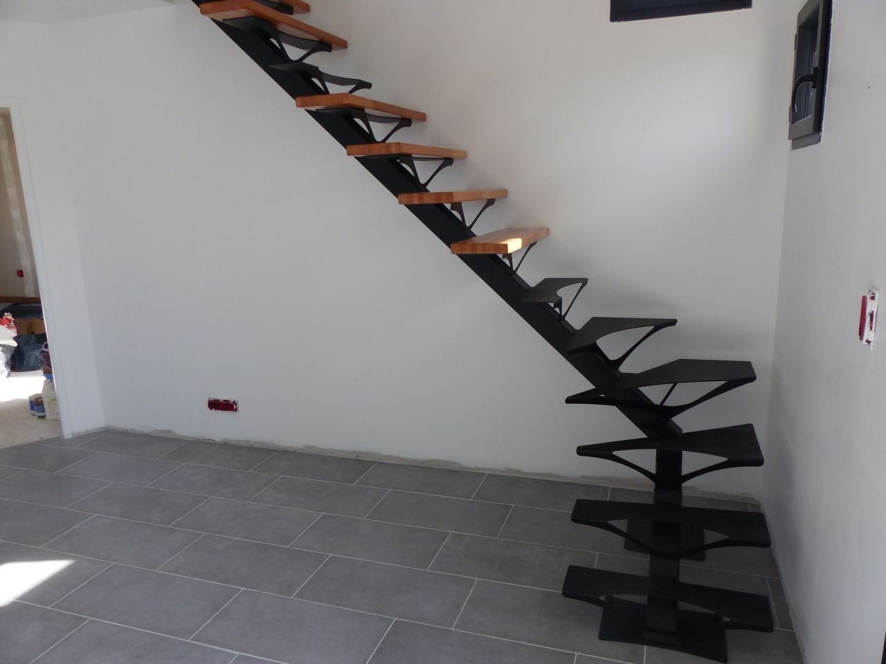 Pose de l'escalier en cours