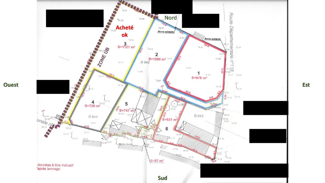 Plan du futur terrain (celui en lot 3, en haut  gauche)