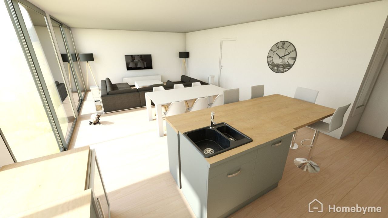 Vue 3D réaliste pièce de vie 1 Vue 3D réaliste pièce de vie 1