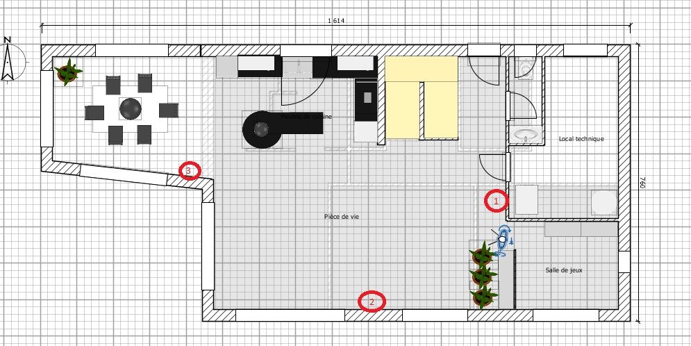 Quels 2 emplacements pour les splits (clim et chauffage rversible) ?