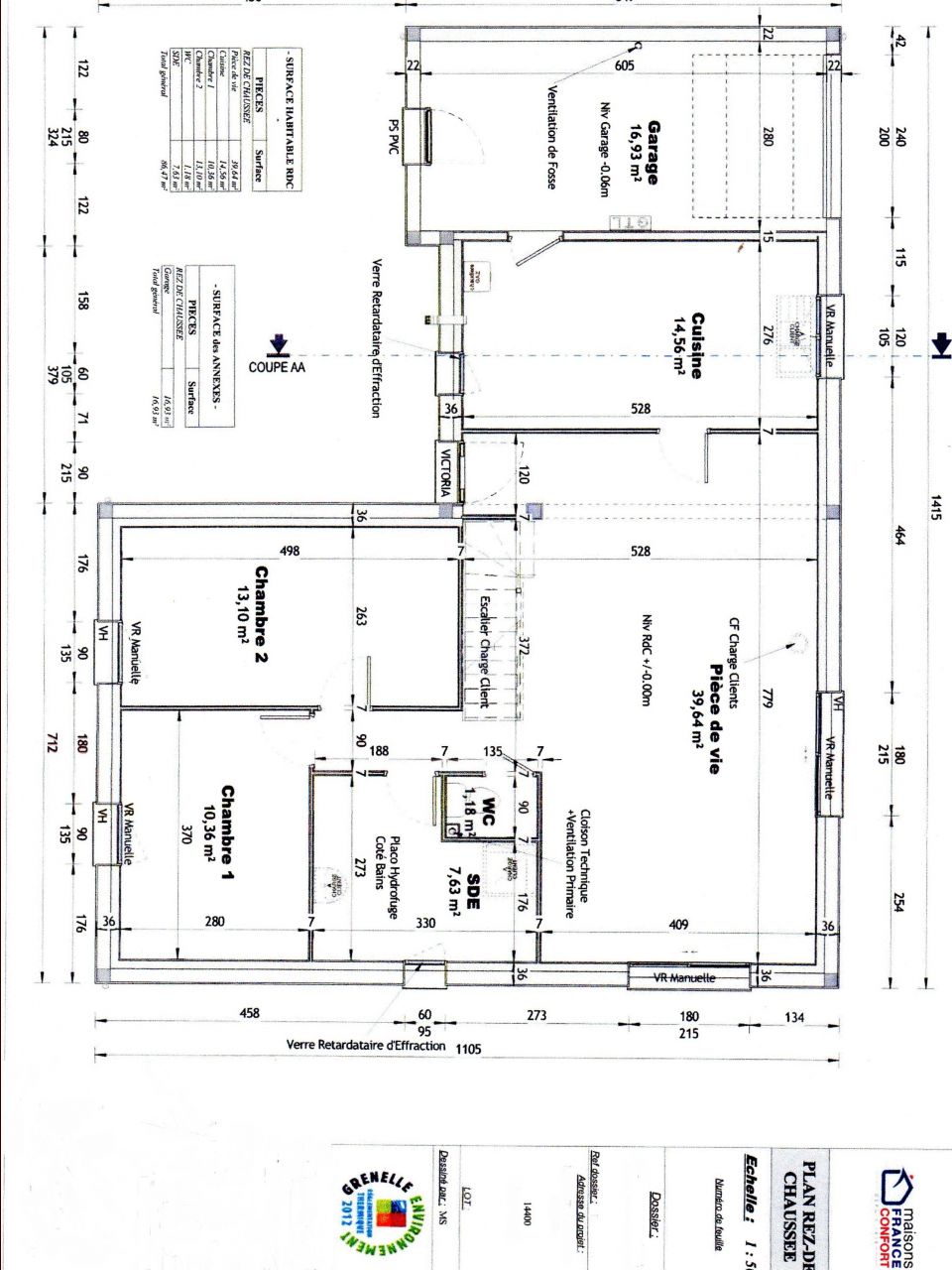 Voici les plan de la maison