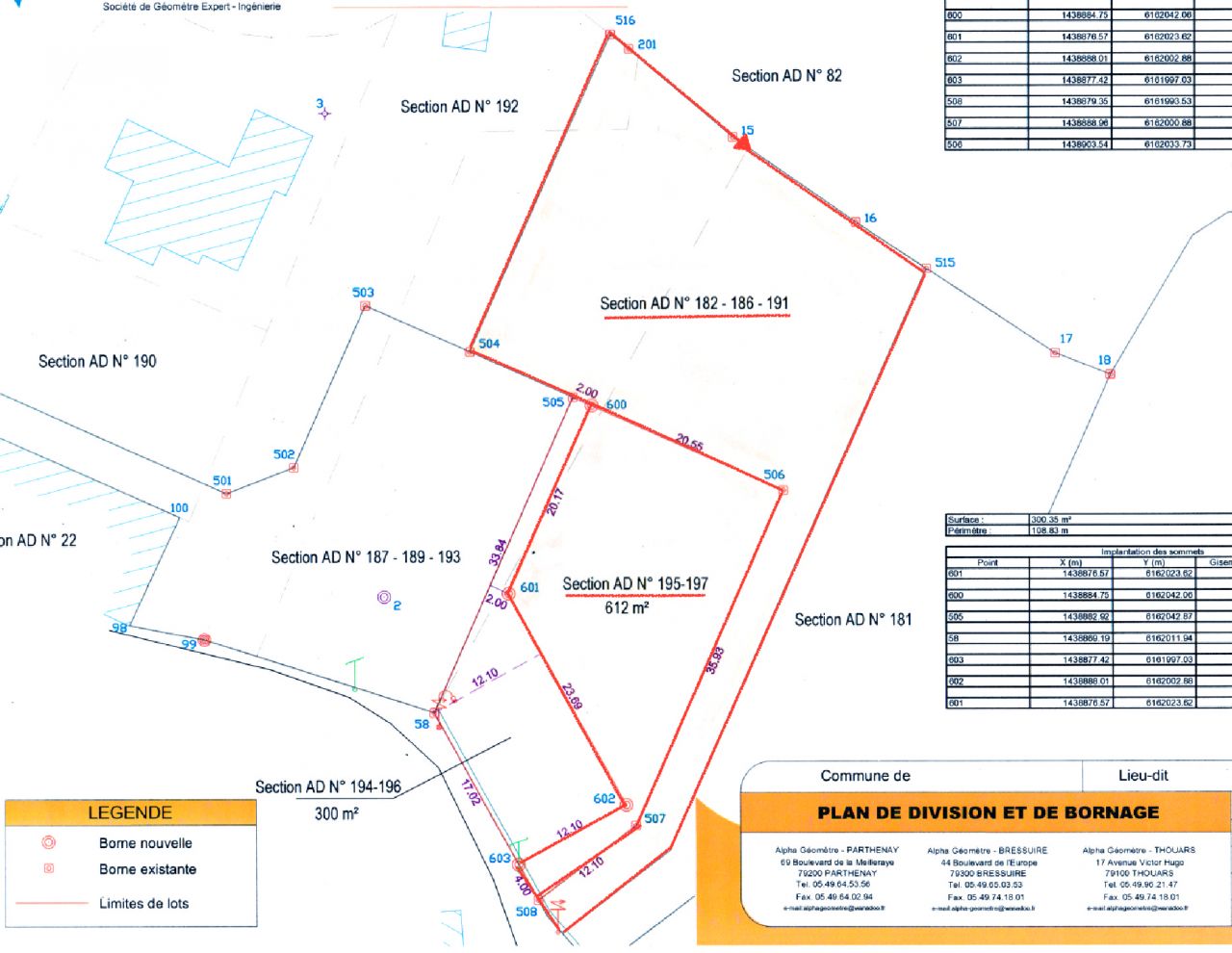 Achat terrain 612m2