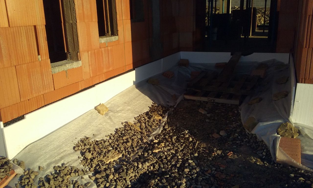 Mise en place du drainage.